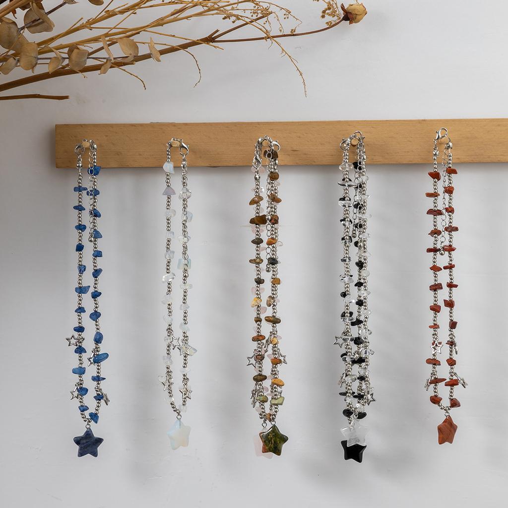 Jewelry Holiday Style Sweet Irregular Gravel Collarbone Necklace, Simple Star Bead Necklace