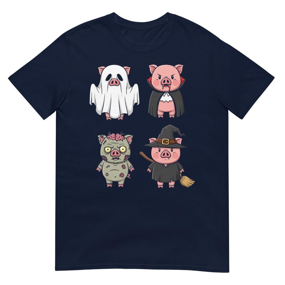 Pig Spooky Witch Boo Zombie Cute Pig Halloween Boys Girls TShirt S