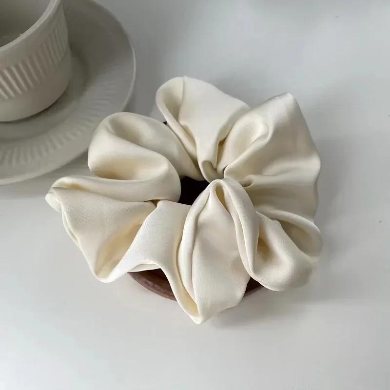 1 Stück Damen Satin Seide Haargummi Schwarz Beige Grau Kaffee Einfarbige Elastische Haarband Pferdeschwanzhalter Stirnband Haarschmuck