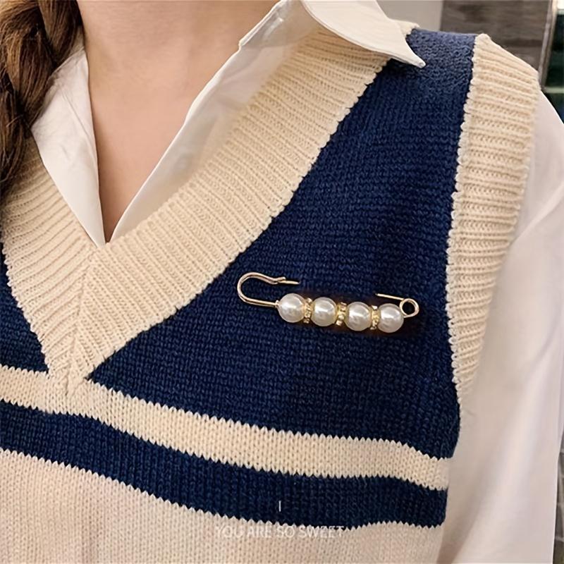 6Pcs Premium Faux Pearls Brooch Pin Wardrobe Accessories For Dresses Hats Shawls - Romantic Valentines Day Accent Elegant Temperament Decorations