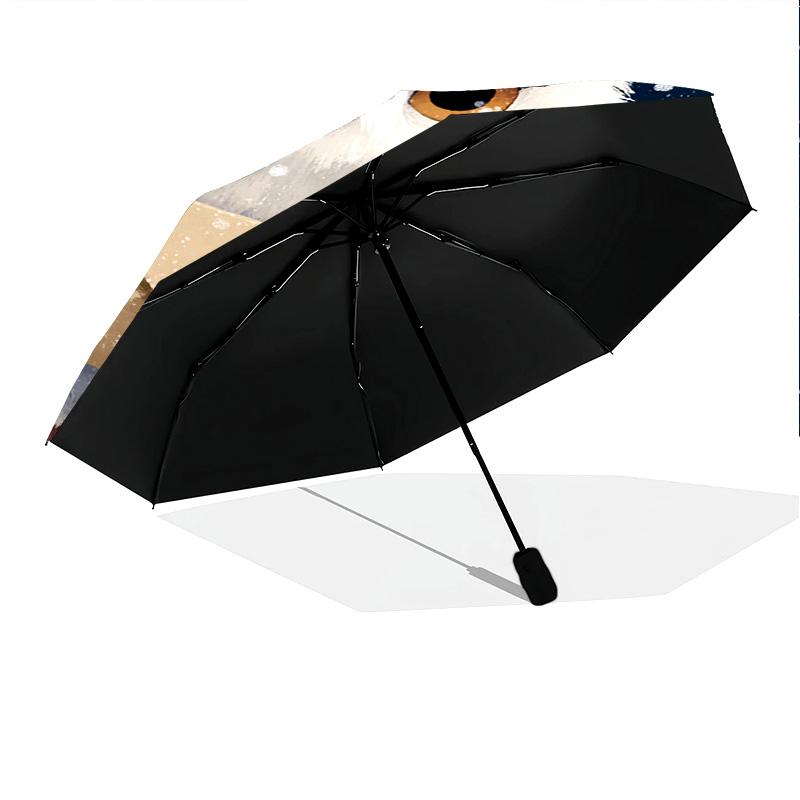1 szt. Automatyczny Składany Parasol - Wzór Sowy, Przenośny i Składany Design z 8 Żebrami, Prezenty na Boże Narodzenie i Urodziny