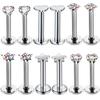12PC Crystal Labret Piercing Set 16G Heart Tragus Piercing Earring Lot Conch Piercing Set Lip Labret Stud Pack Lobe Earring Bulk