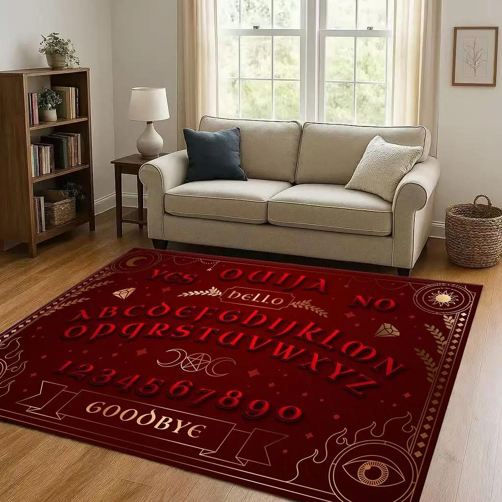 Alfombra de Área Antideslizante para Sala de Estar Alfombra 3D Retro Espíritu de Bruja Tablero Ouija para Dormitorio Sala de Juegos Sofá, Felpudo de Decoración para el Hogar