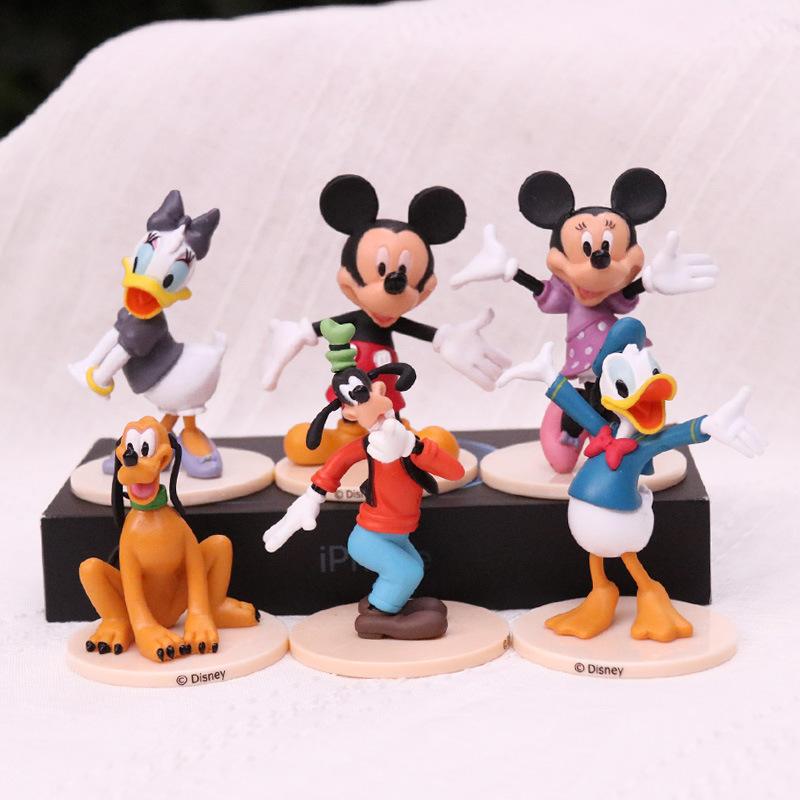 

6Pcs Animation Design Animation Figure Mickey Mouse Minnie Donald Character Action Figure Miniature Plaything Car Decoration Xmas Presents