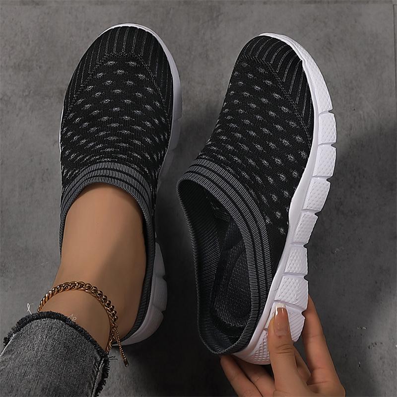 Mode Damen Frühling und Sommer neue große Größe Walking Freizeitschuhe halbe Kelle atmungsaktive Slipper leichte Mode Damenschuhe