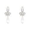 Flash Diamond Bow Pearl Earrings Women's Niche Design Sense High-end Long Earrings Exquisite Earrings
