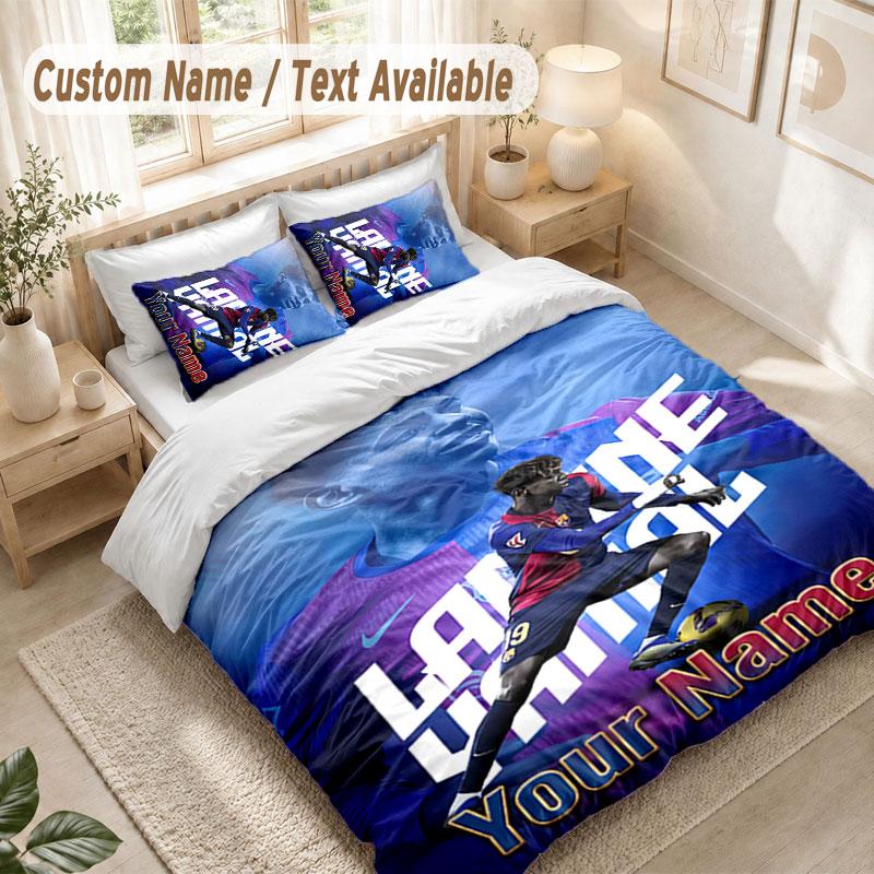 Custom Name Bedding Set 3 PiecesLamine Yamal Print Duvet Cover + 2 Pillowcases Soft Bed Decor