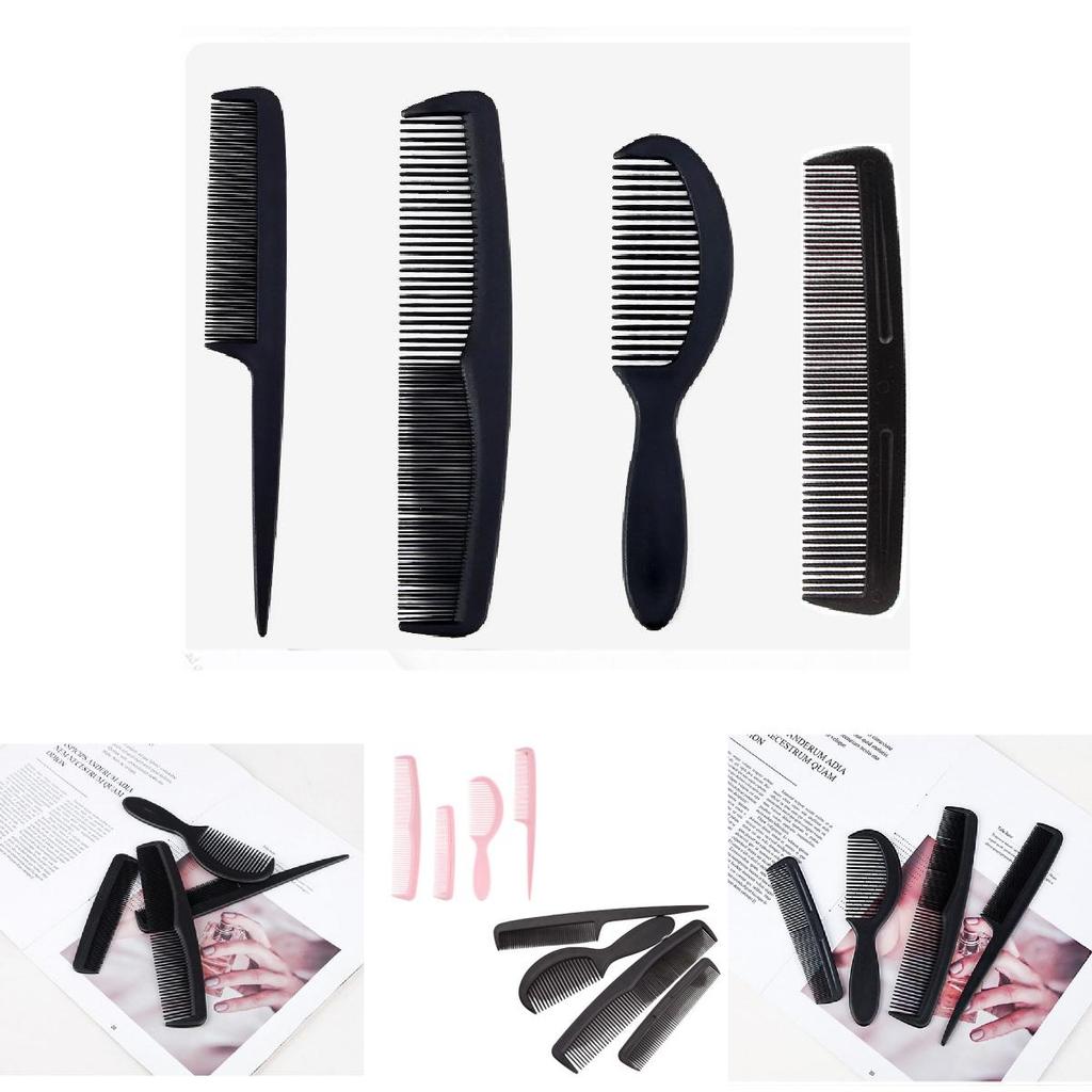 Premium Black Hair Styling Comb Set 4 Pieces Plastic Hair Comb Professional Quality