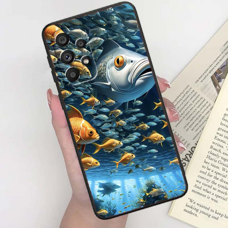 Cartoon Anime Turtle Elephant For Samsung A41 A35 A34 A33 A32 A25 A24 A23 A21s A06 A05 A04 A03 Note 10 20 Ultra 5G Black Case