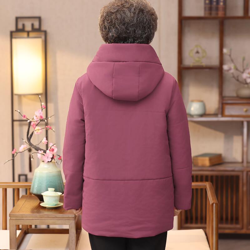 YUZHAOLIN Thickened Embroidered Cotton Coat for Middle-Aged & Elderly Women
