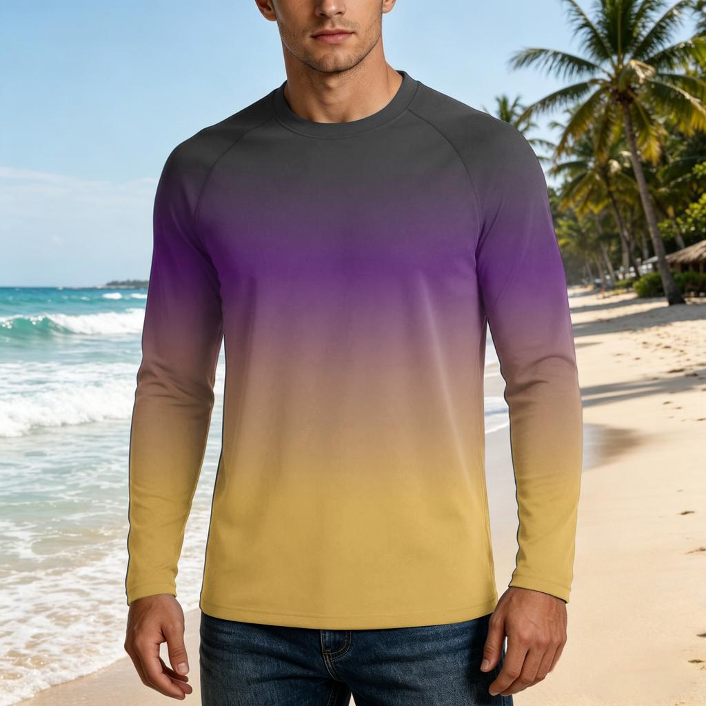 Men's UPF50+ Sun Protection Long Sleeve Shirt Stretch Fabric Lightweight Breathable Outdoor Activewear Top