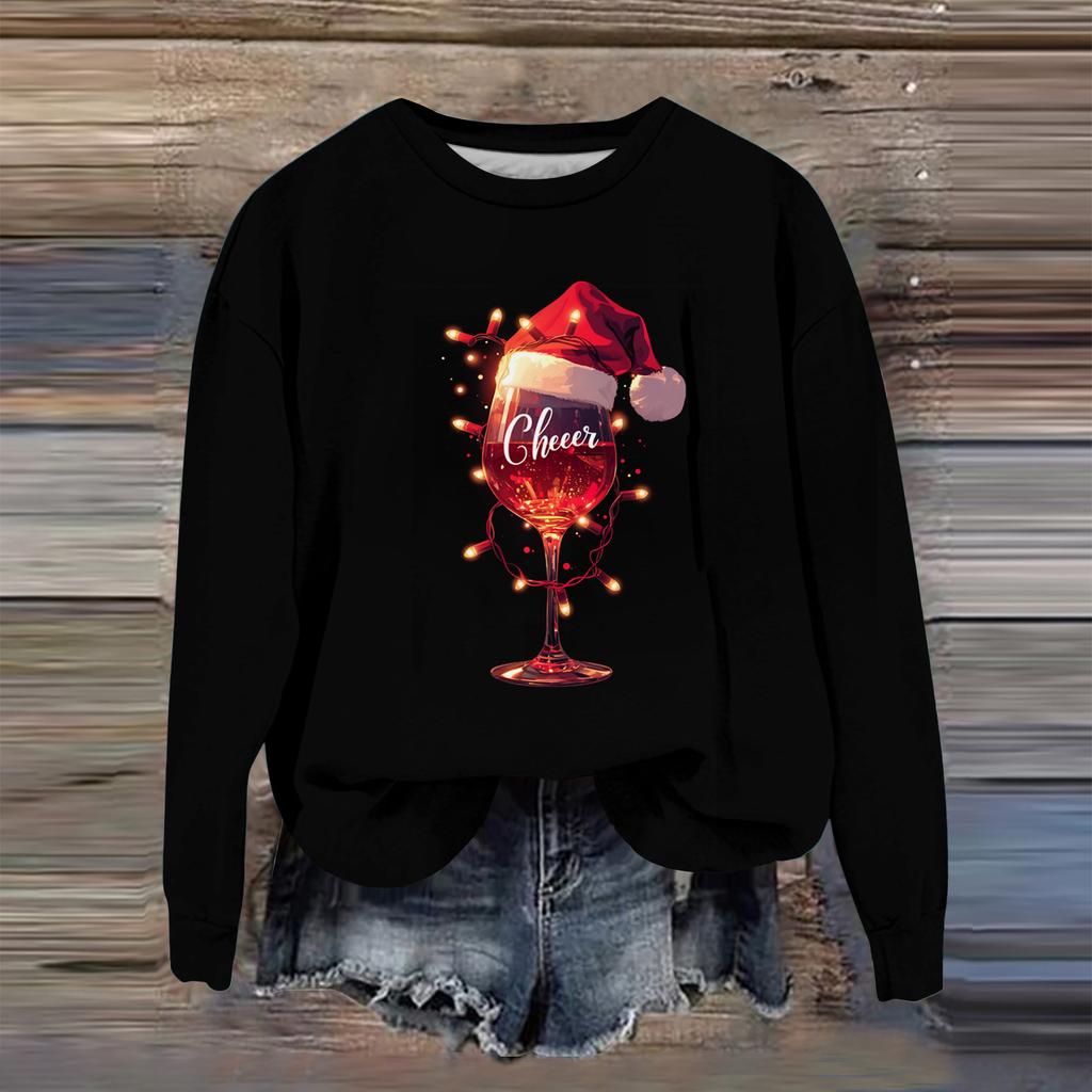 Women's Fashion Printed Long Sleeve Loose Round Neck Sweatshirt Top Fall