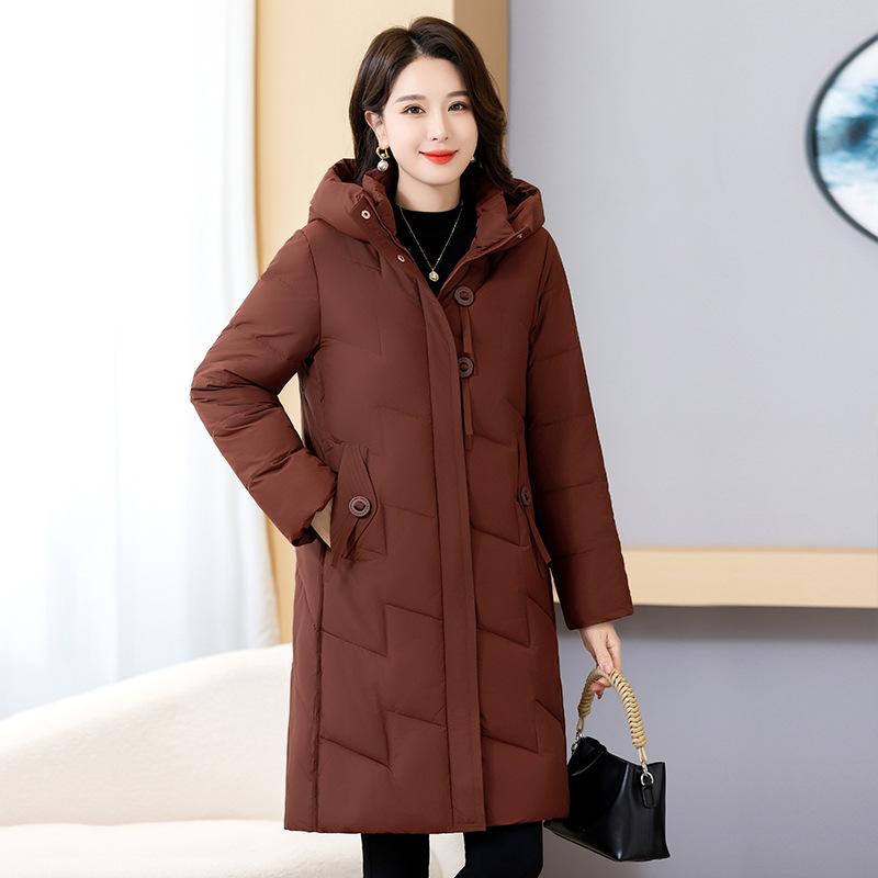 Hooded padded clothes women's winter 2025 new thickened loose cotton jacket mid-length age-reducing small padded jacket jacket
