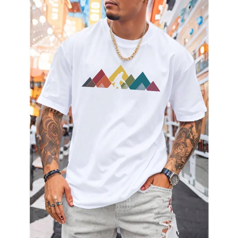 

European sizes Urban Casual Men s Printed T-Shirt | Short Sleeved Round Neck, Suitable for Summer, Holiday T-Shirt 4XL білий