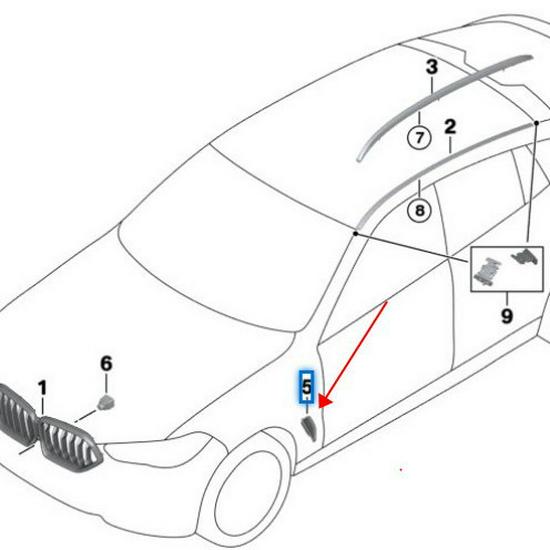BMW X5 G05 Fender Trim (Black, Left & Right, 51137418177/51137418178)