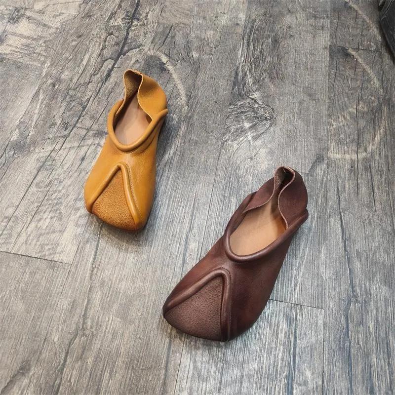 Fashion Retro High Top Flats Shoes For Women Mixed Colors Luxury Mary Jane Shoes Elegant Soft Soles Genuine Leather Shoes Ladies