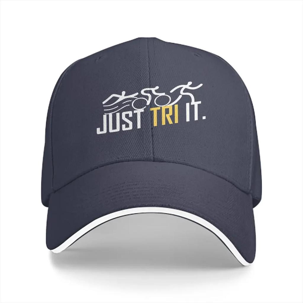 Triathlon Mehrfarbige Kappe mit Schirm Herrenkappe Just Tri It Schwimmen Radfahren Laufen Triathlet Personalisierter Schirm Schutzmützen