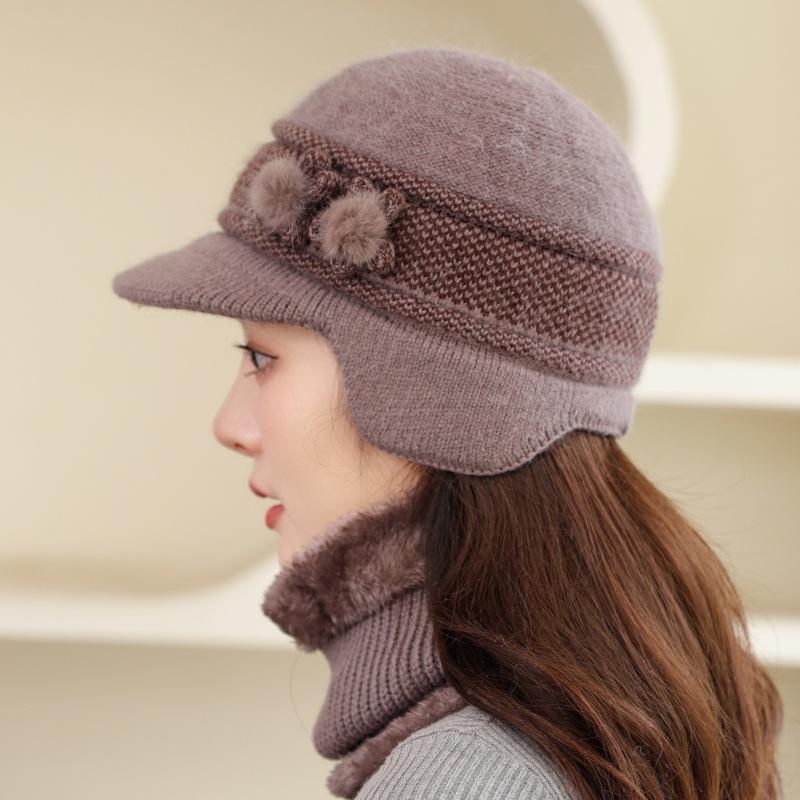 Autumn and Winter Velvet Thick Warm Hat Female Duck Tongue Ear Protection Faux Rabbit Fur Hat