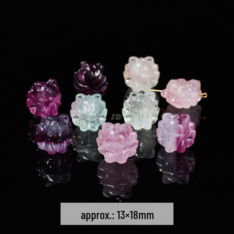 Jingde Jewelry Natural Colorful Fluorite Vajra Pendant Crystal Carving Charm