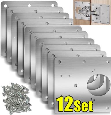 Kit de placa de reparación de bisagras para gabinetes, placa de montaje de bisagras para puertas de armarios de cocina con orificios, soportes de fijación planos, herramientas para el hogar
