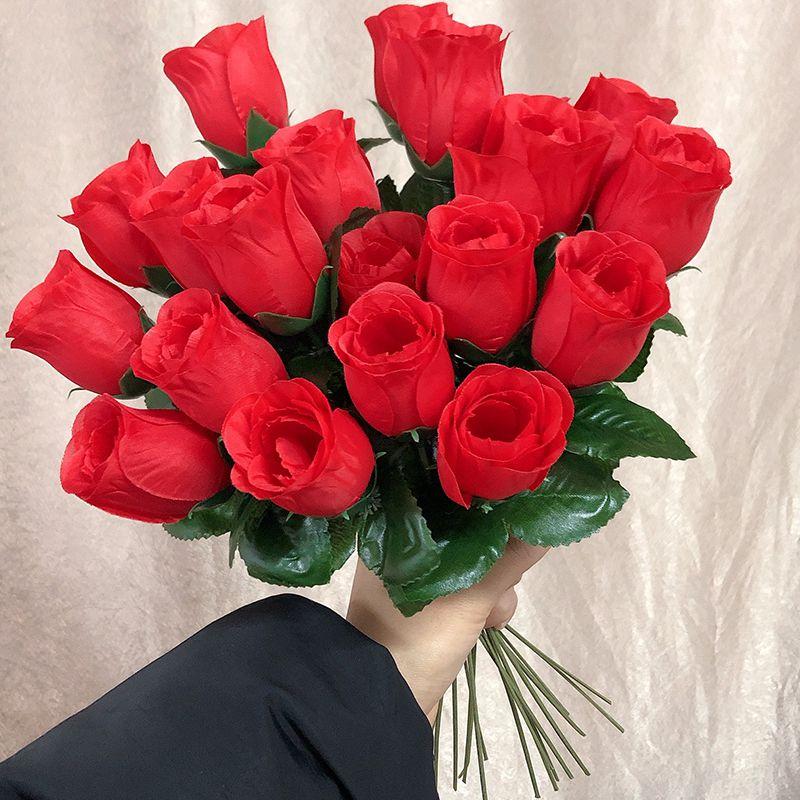 5/10Pcs Red Roses Bouquet Vase for Home Decor Garden Wedding Decorative Wreaths Diy Handwork Artificial Flowers Accessories