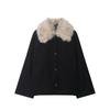 New temperament faux fur effect neckline jacket 7522241