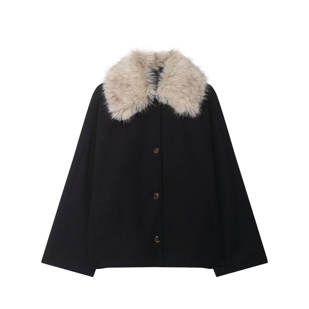 New temperament faux fur effect neckline jacket 7522241