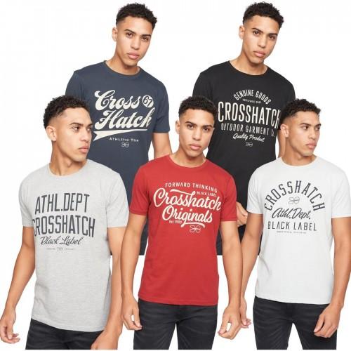 Crosshatch Mens Luckmoore Cotton Short-Sleeved T-Shirt (Pack of 5)