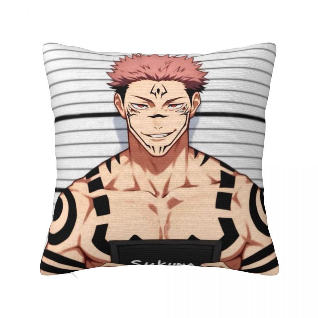 Pillow Case Ryomen Sukuna Jujutsu Kaisen Polyester Pillow Cover Kawaii Cushion Cover Pattern Pillowcases For Home Decorative