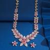 3PC Women's Fashion Flower Necklace Earrings Jewelry Set Elegant and High End Design, Suitable for Party and Festival Gift-8495
