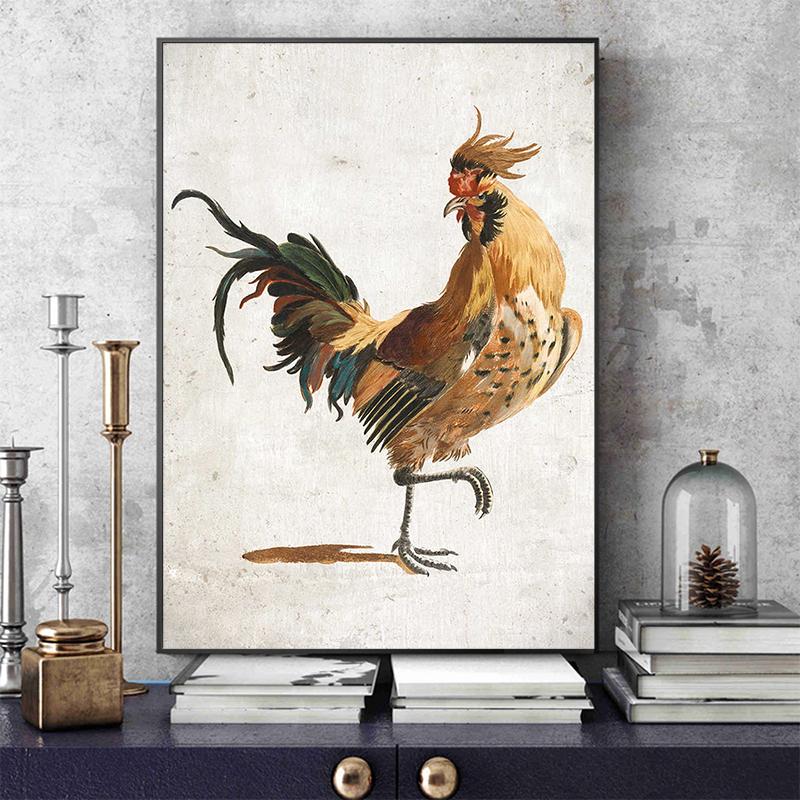 Rustic Farmhouse Roosters Vintage Poster Farm Chicken Wall Art Picture Canvas Print Kitchen Room Home Decoration Painting Cuadro