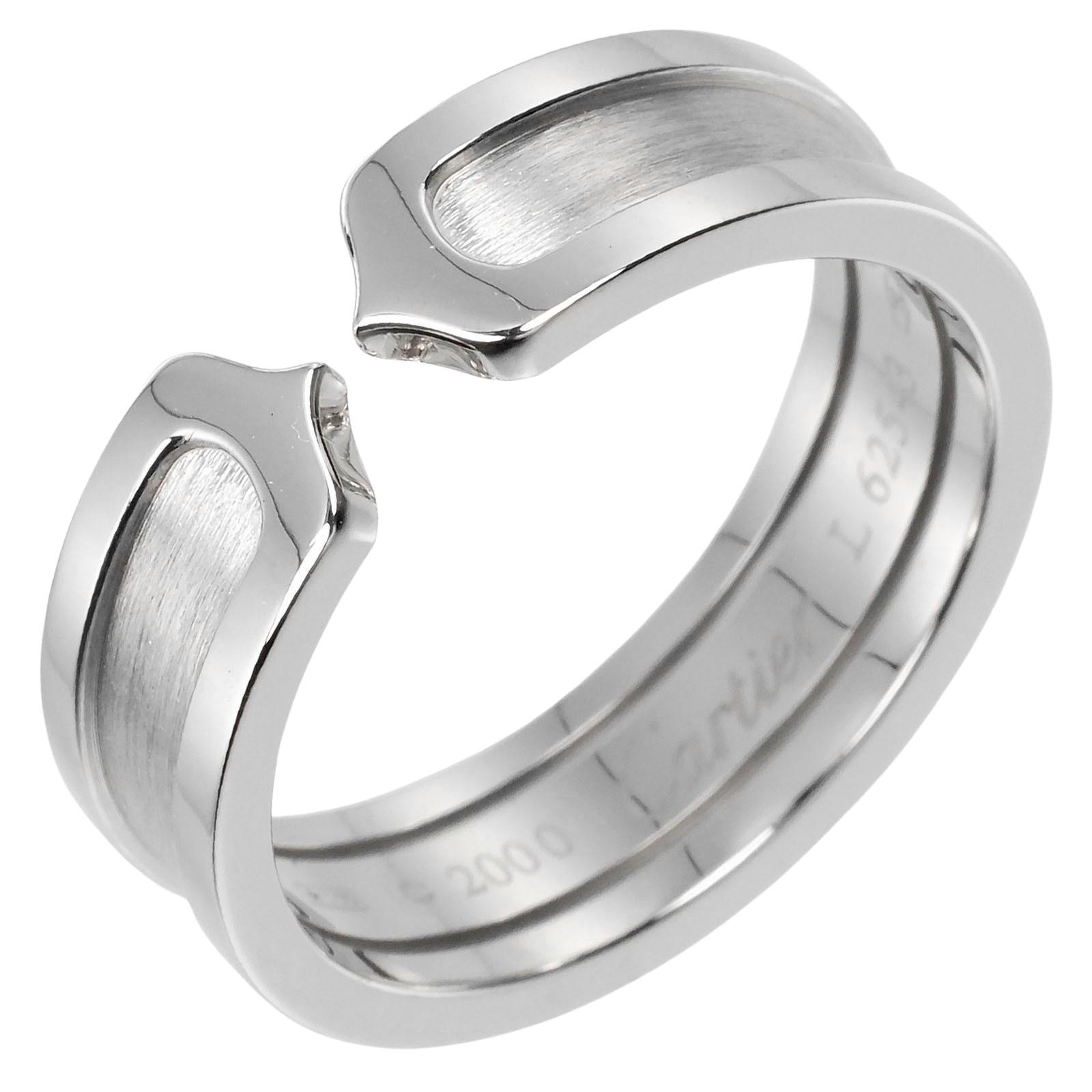 

CARTIER 2C Ring K18 white gold #8.2(US Size) 8.35g mens Used