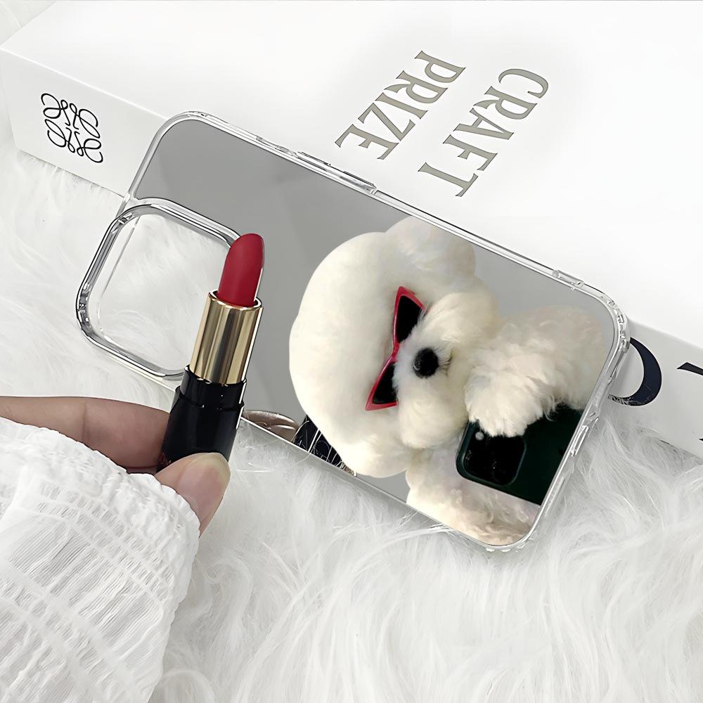 UV painted cute than the bear puppet cat high definition mirror apple 15 mobile phone case iPhone17 makeup mirror case