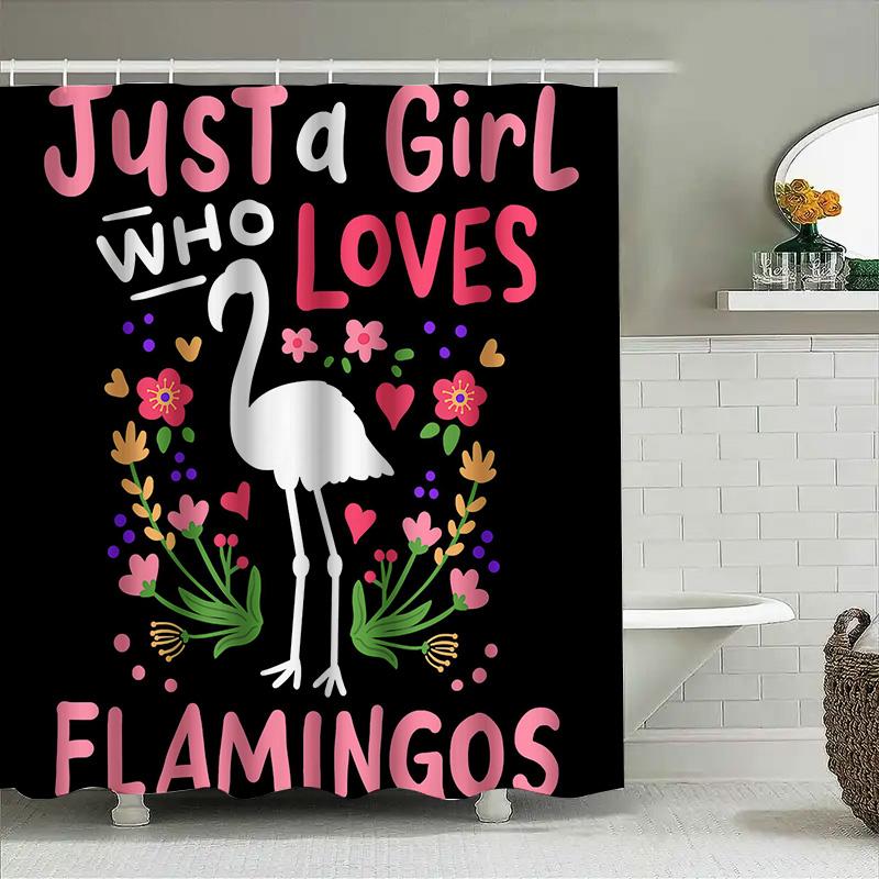 Women'S Love Heart Floral Shower Curtain Bathroom Decor With Flamingo Design This Title Incorporates Keywords That Are Likely To