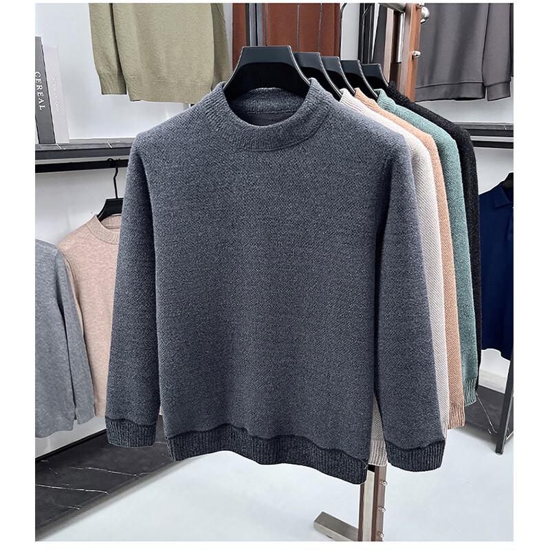 ROMON Men's Thickened Mock Neck Long Sleeve Sweater