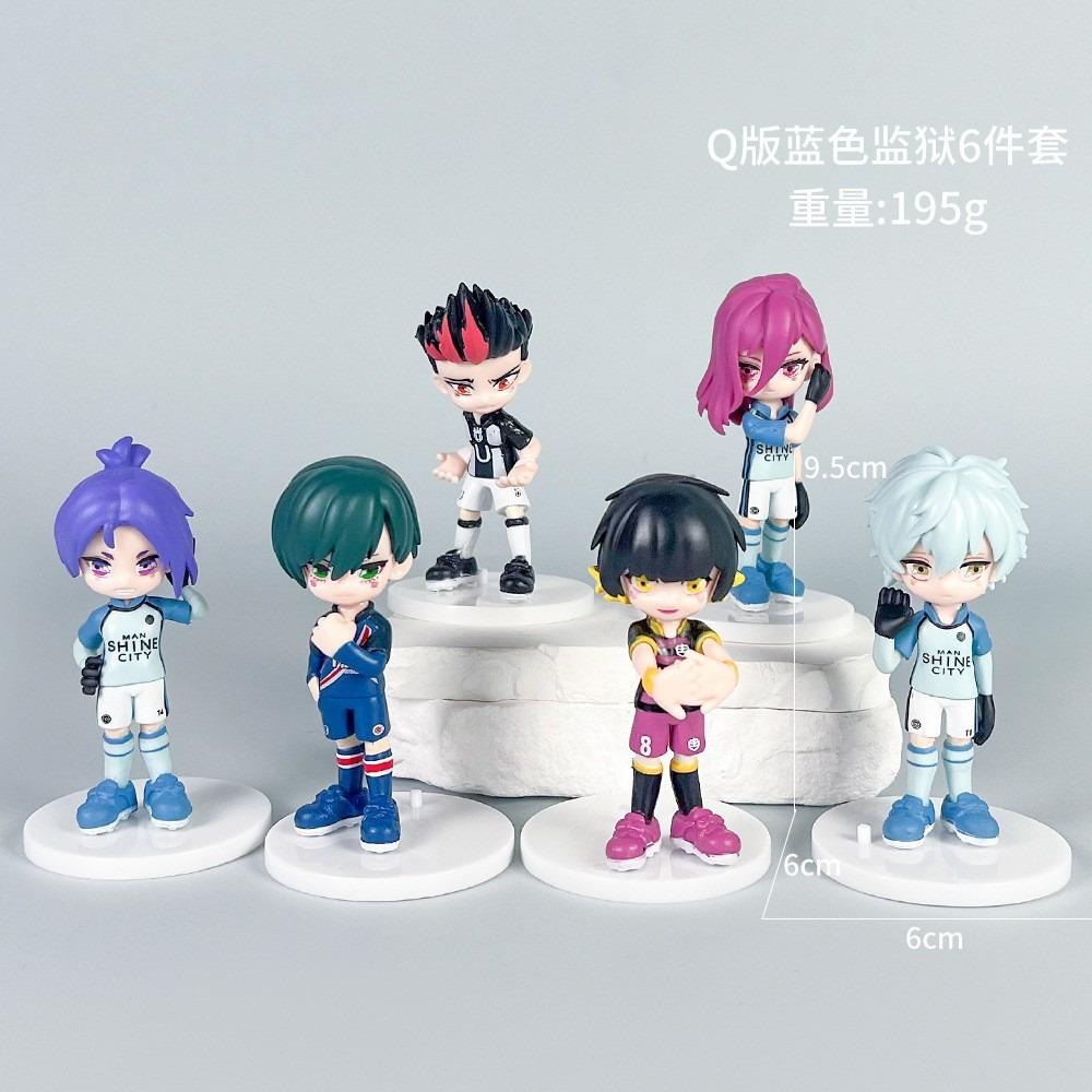 6pcs/set BLUE LOCK Isagi Yoichi Anime Figure Toys Collection Animation Model Cute Version Doll Desktop Ornaments