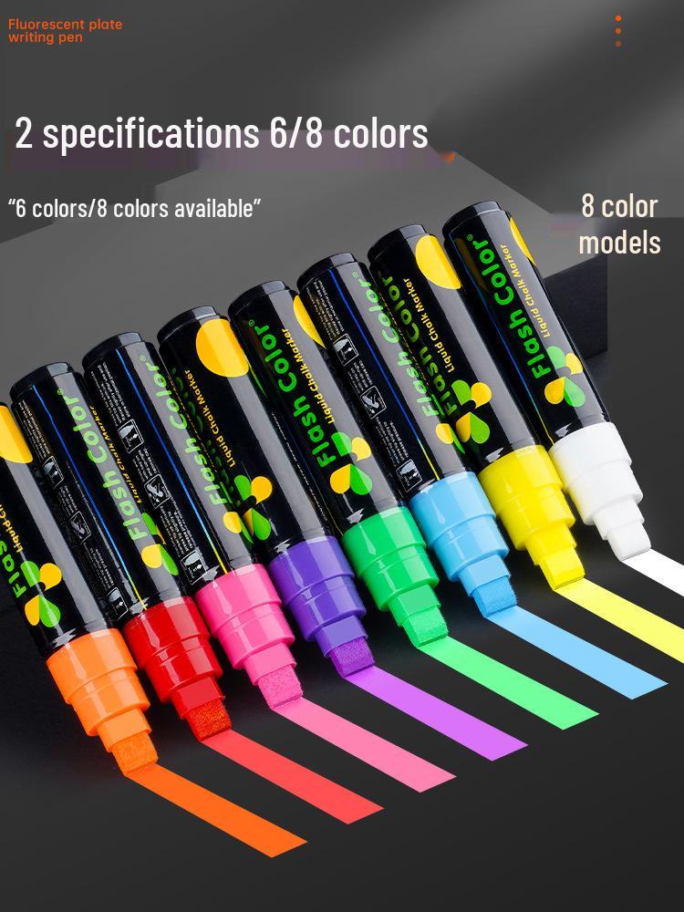 LED Fluorescencyjne Markery do Tablic - Na Bazie Wody, Wielokolorowe, Świecące Narzędzia do Pisania
