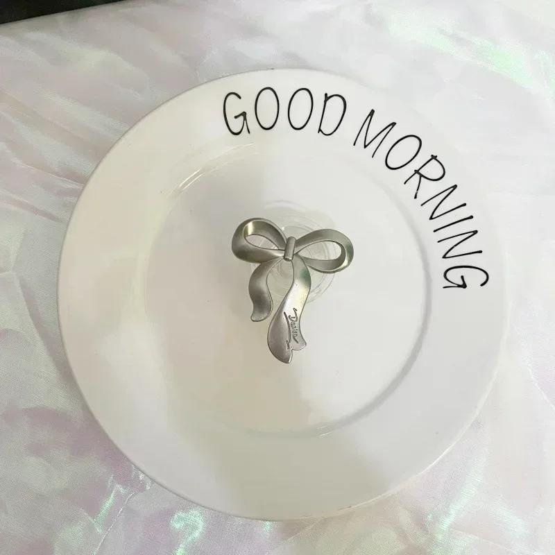 

Милый чехол для телефона с бантом, наклейка на заднюю панель, корейский стиль инс, прозрачная складная подставка для телефона для iPhone Samsung Xiaomi, держатель с креплением на заднюю панель серебряный