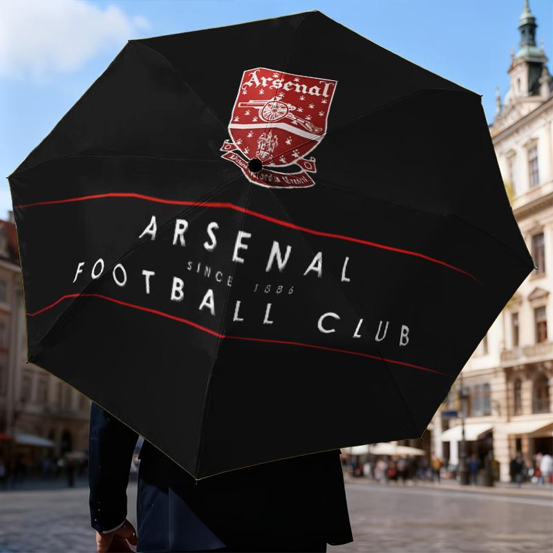 Arsenal Football Club Crest Automatic Folding Umbrella - 8-Rib Travel Umbrella with Auto Open/Close & Portable Gifts for Holidays or Birthdays