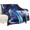 Ice Dragon and Wolf Flannel Printed Blanket Soft Comfortable Bed Blanket Modern Style Themed Decorative Blanket
