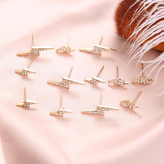6Pairs/Set Simple Women Big Small Lighting Rhinestone Stud Earrings Jewelry