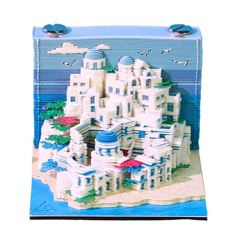 

3D Paper Carving Art Craftwork Memo Pad Notepad Note Pad Desk Decoration Creative Diy Decorative Gift For Christmas Housewarming