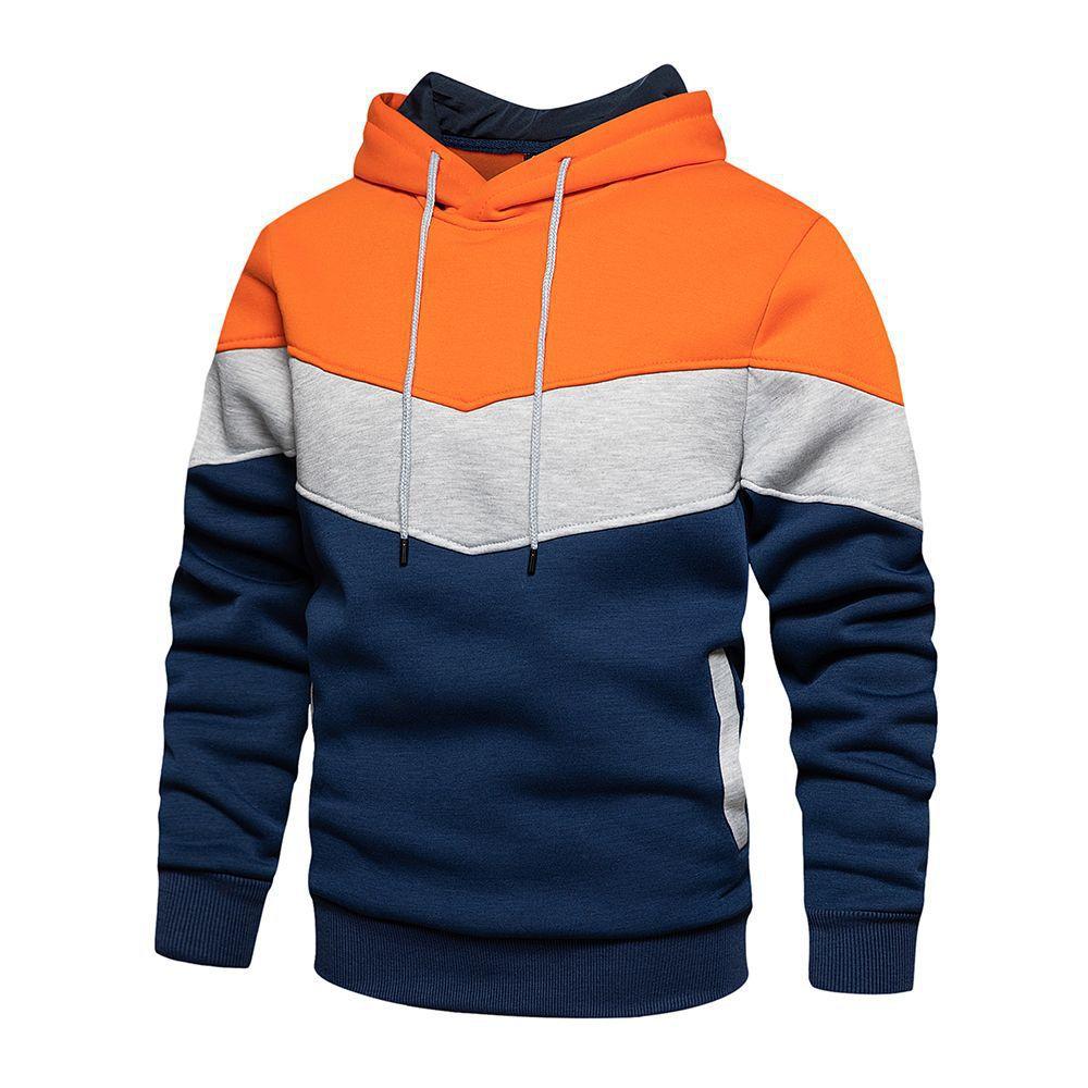 Men's Casual Patchwork Color Hooded Sweatshirt