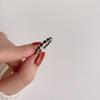 Aselta Onyx Black Gemstone Ring 925 Silver Women's Silver Open Ring