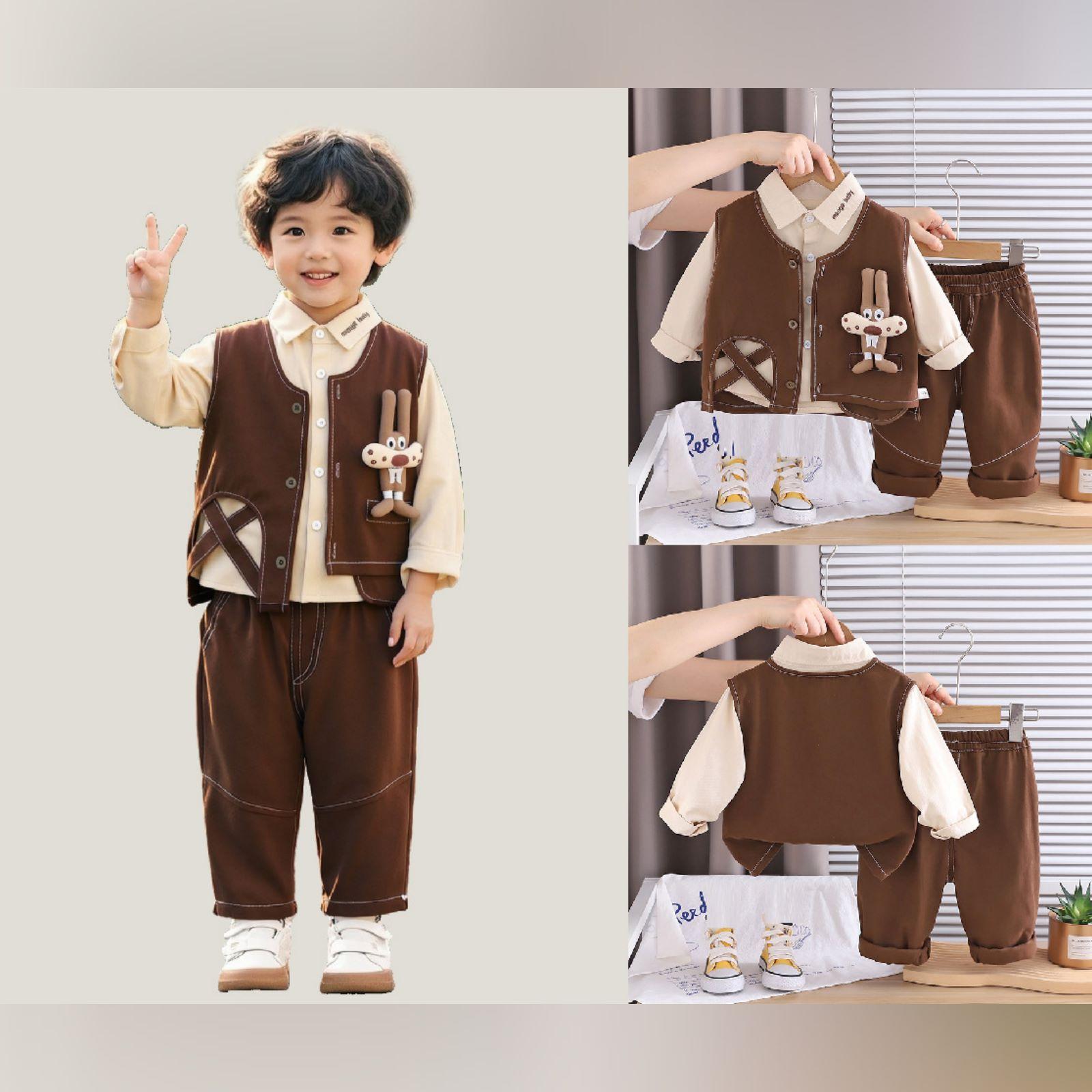 

Детский повседневный комплект с длинным рукавом, удобные наряды для повседневной носки 90 кофейный