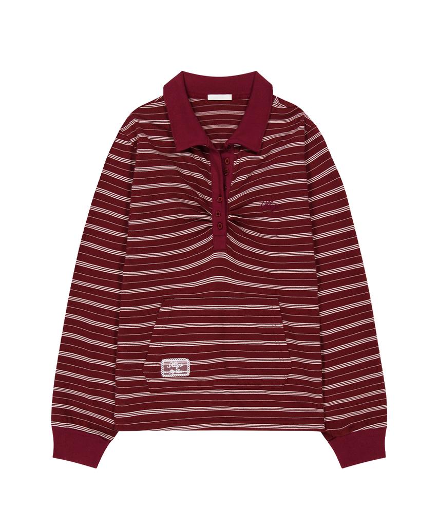 ILLIGO Open Collar Long Sleeve Burgundy