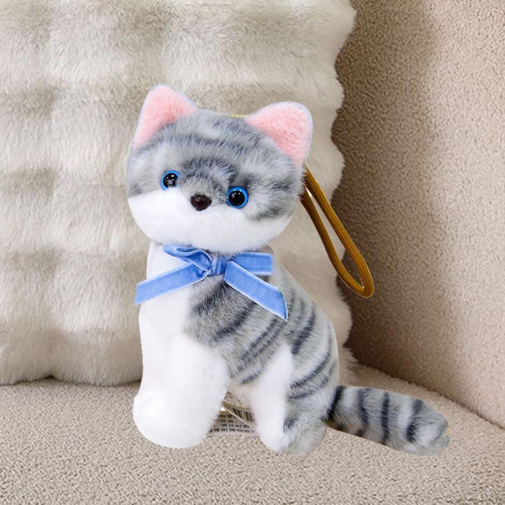 PP Cotton Small Cat Plush Keychain Lifelike Simulated Cat Plush Doll Cat Plush Bag Pendant  Friend