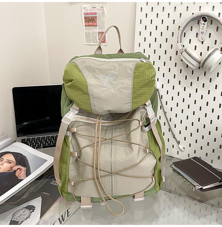 

Fashionable Casual Creative Nylon Color Matching Backpacks Large Capacity High Quality Personality Backpacks for Unisex 2025 New зелёный
