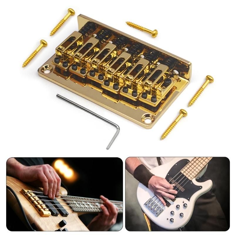 6 String Fixed Bridge Zinc Alloy Electric Bass Bridge Adjustable String Bass Bridge Bass Hardware for Electric Bass
