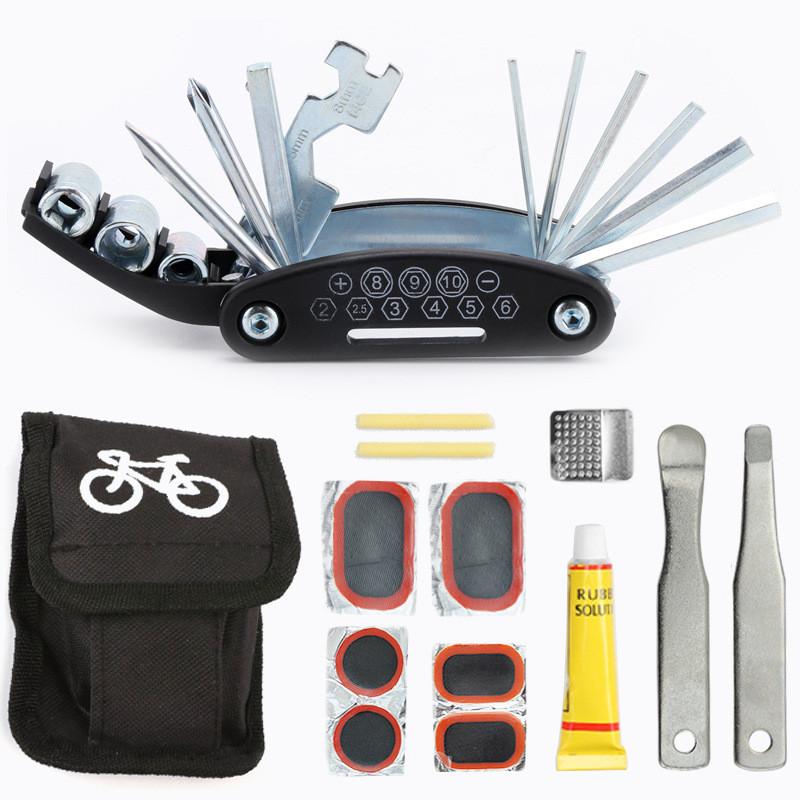 Bicycle Repair Kit 16 In 1 Multitool Set For Mountain And Road Bike Maintenance